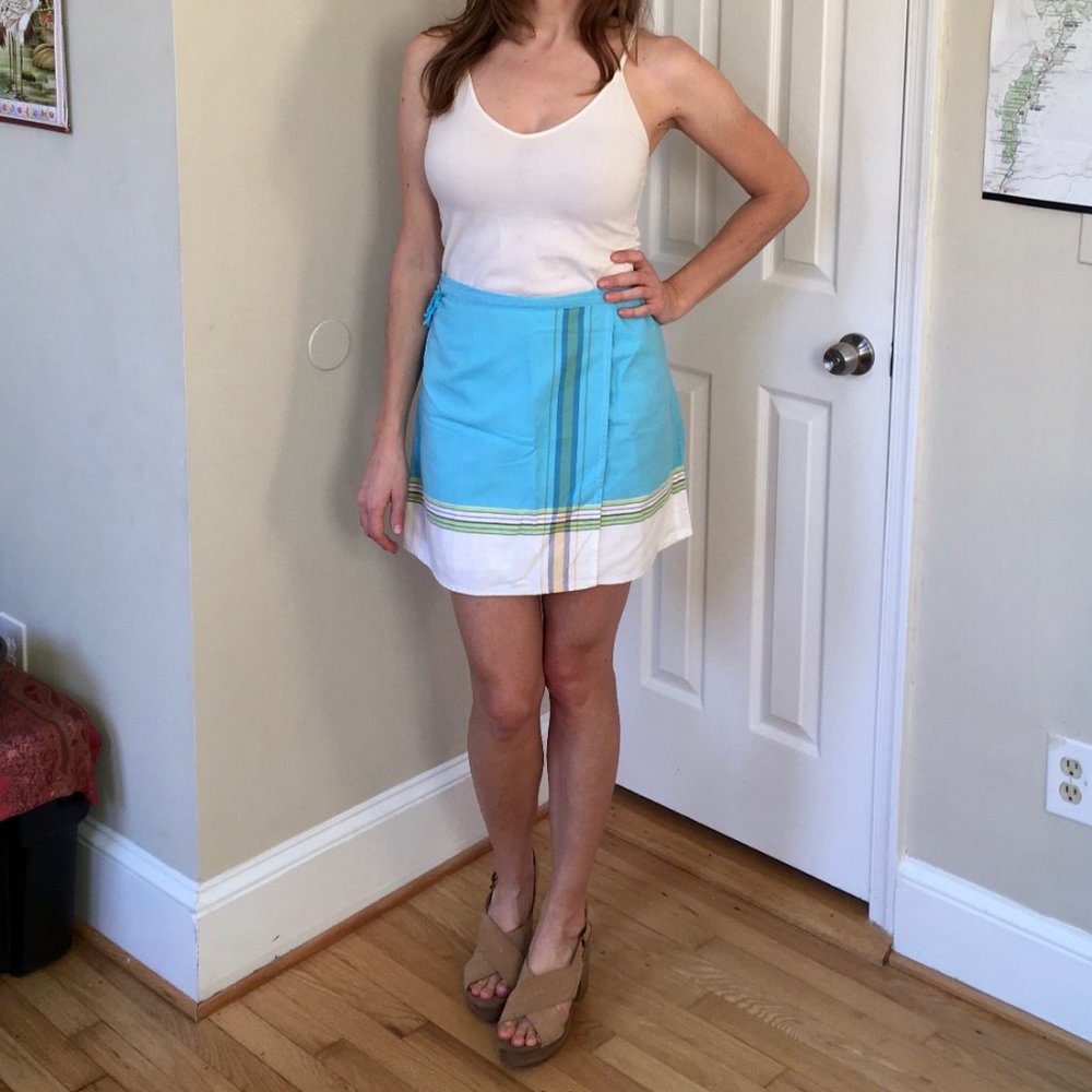 Kikoy Wrap Skirt, Aqua
